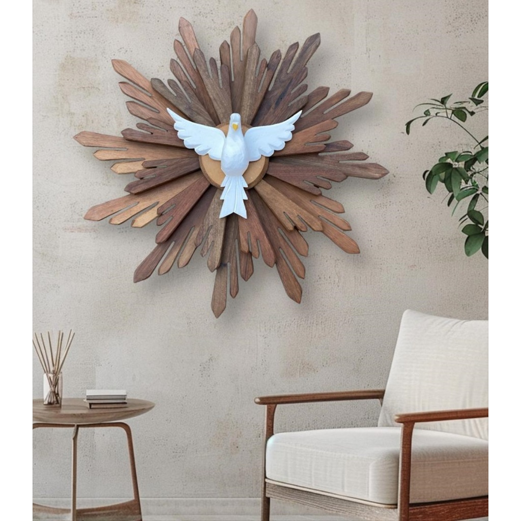 Lindo Resplendor do Divino Espirito Santo em madeira raios duplos 60 x 60 cm -Artigos Religiosos em Oferta na Shopee