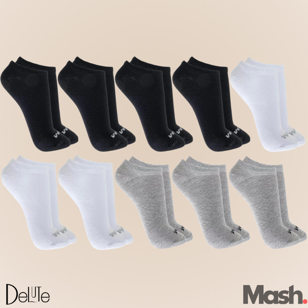 Kit Com 10 Pares De Meias Soquete Sapatinha Mash Feminina E Masculina Unissex Cores Básica...