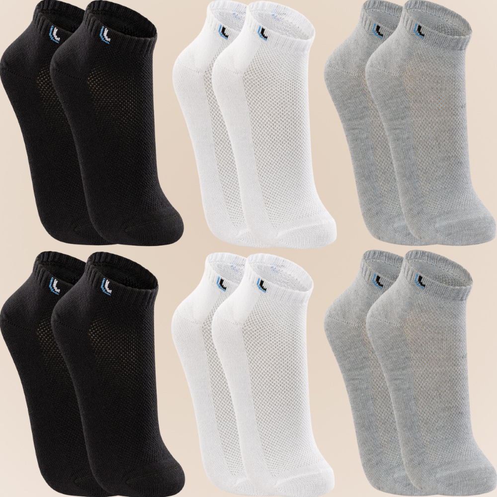 Kit De 6 Pares De Meias Lupo Sport Cano Curto Unissex Algodão Tamanho 33 ao 44