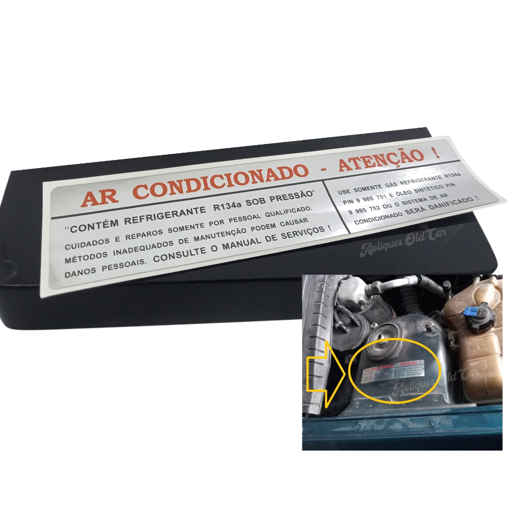 ADESIVO AR CONDICIONADO GM / INFORMATIVO DE MANUTENÇÃO / LINHA GM, CORSA, VECTRA, ASTRA, BLAZER, OMEGA