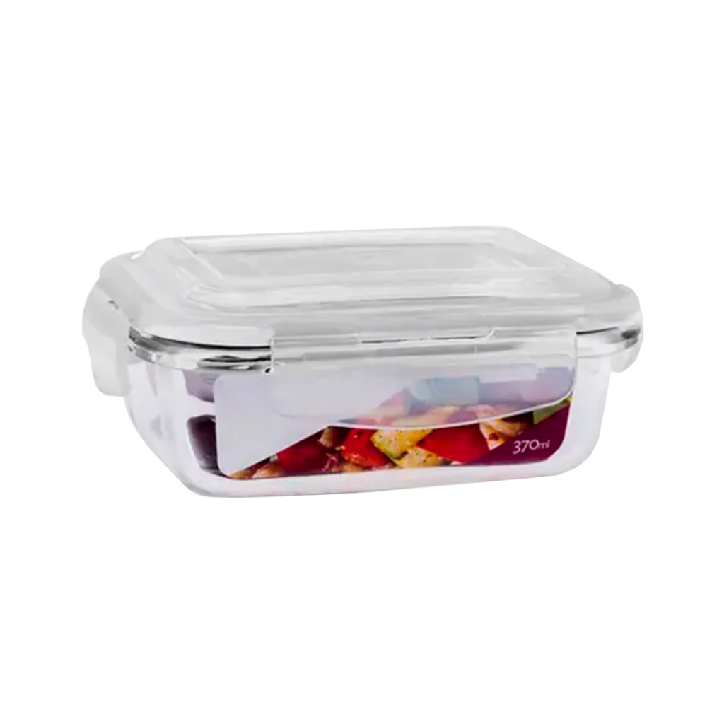 Pote de Vidro Retangular com Tampa Hermética 370ml em Oferta na Shopee