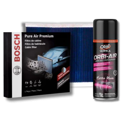 Filtro Carvão Ativado Ar Condicionado Cabine Antiviral Premium Carro Bosch + Spray Higienizador