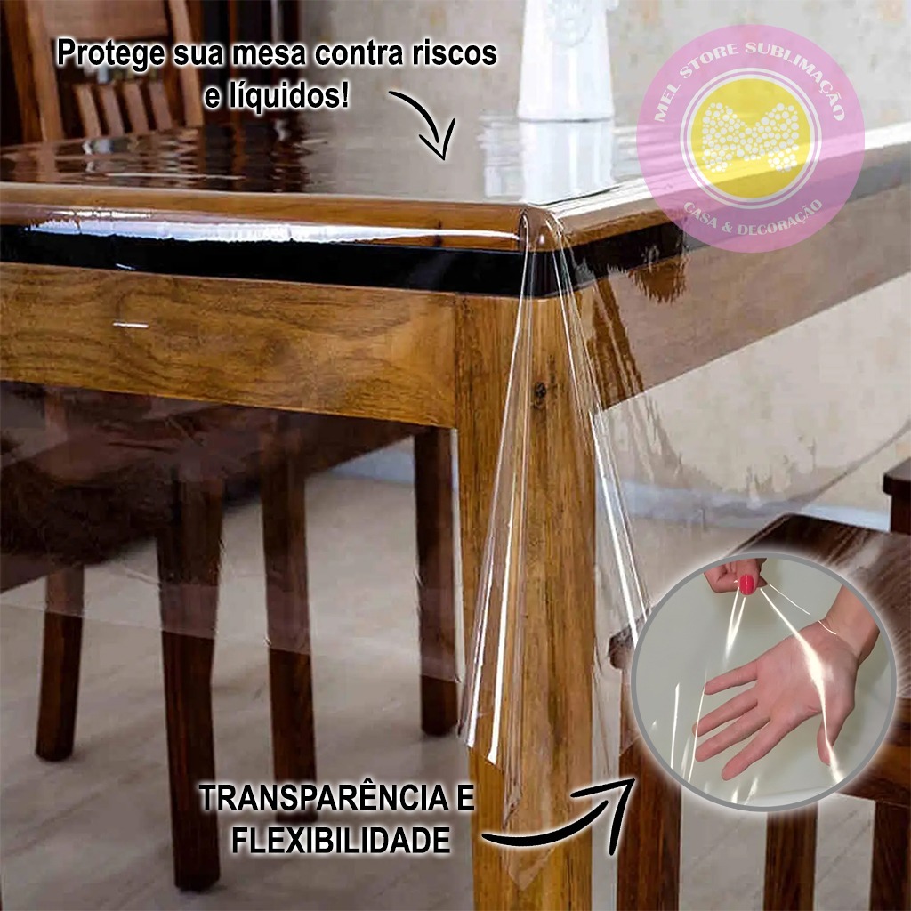 Toalha de Mesa de Plástico Térmica Cristal Transparente Para 4 6 8 10 Lugares Decoração Cozinha