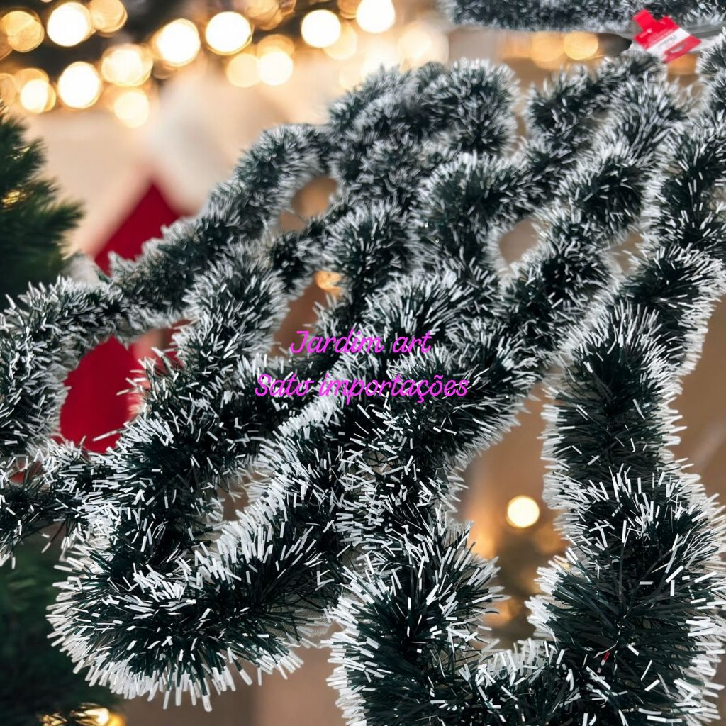 kit de 6 metros de Pluma de Natal Luxo Grosso festão natalino Nevado
