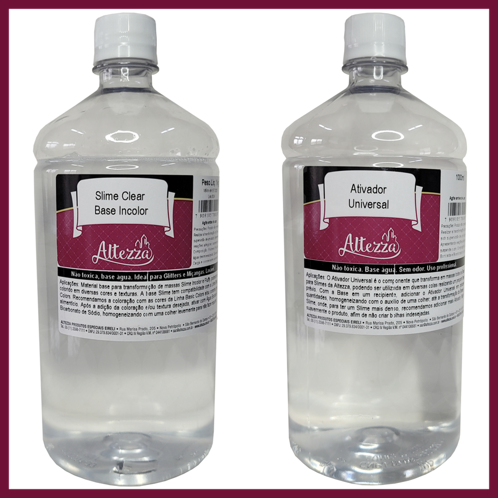 Kit Premium Cola Clear Transparente 1Kg + Ativador Universal 1000ml Altezza - Kit Slime Atividade Sensorial em Oferta na Shopee