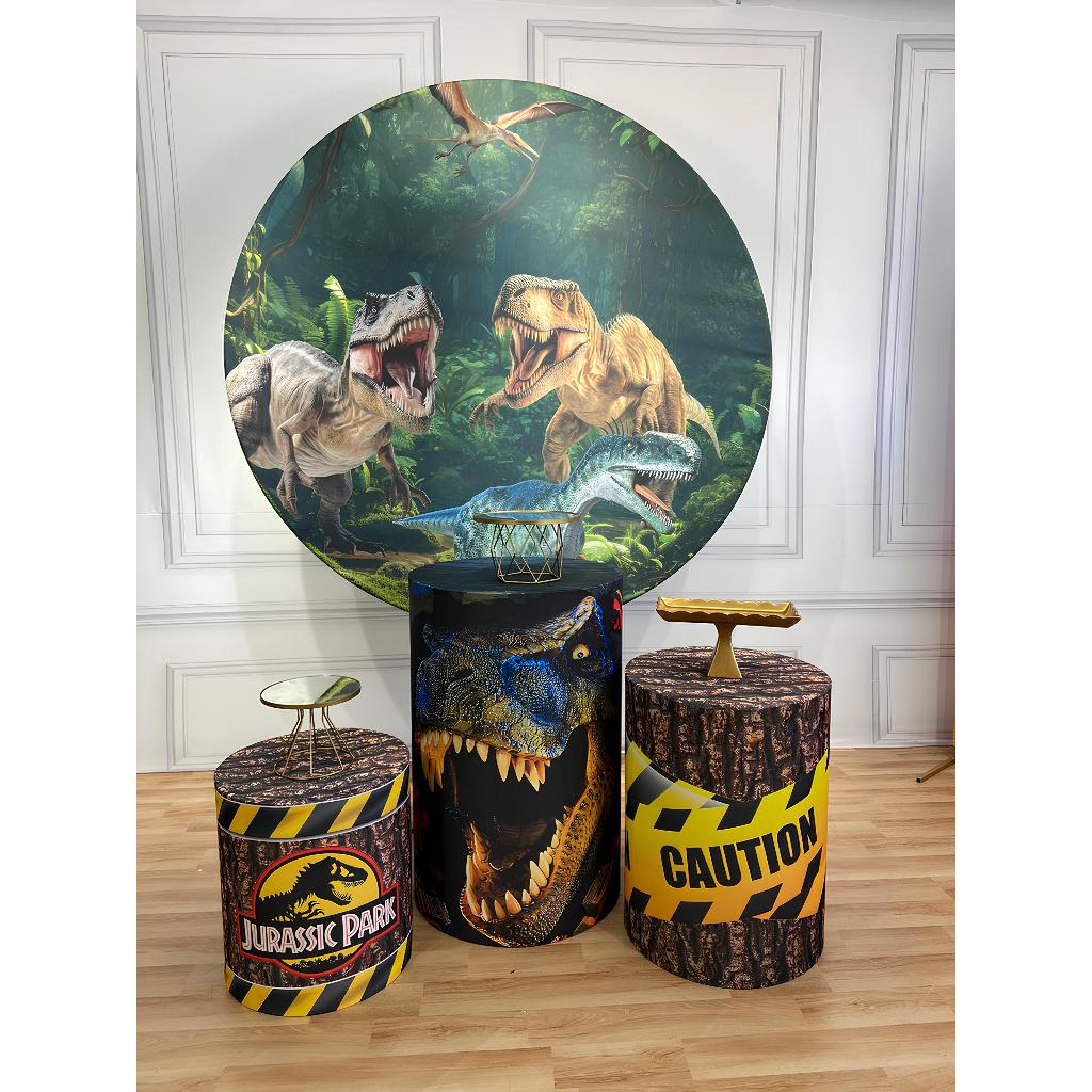 Kit Capas Sublimadas Painel Redondo + Capas Cilindros de Festa Infantil Tema Dinossauro em Oferta na Shopee