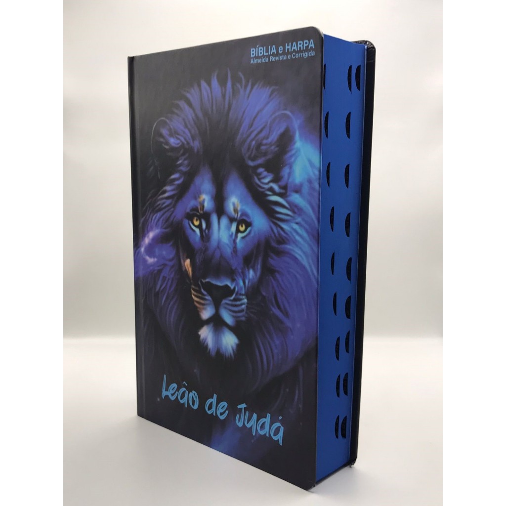 Bíblia Sagrada Tamanho Grande Capa Dura Com Harpa Palavras de Jesus em Vermelho Leão De Judá Azul em Oferta na Shopee