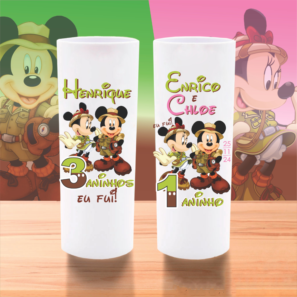 100 Copos Long Drink MICKEY SAFARI Personalizados Lembrancinha Mickey Baby Aniversário Chá de Bebê