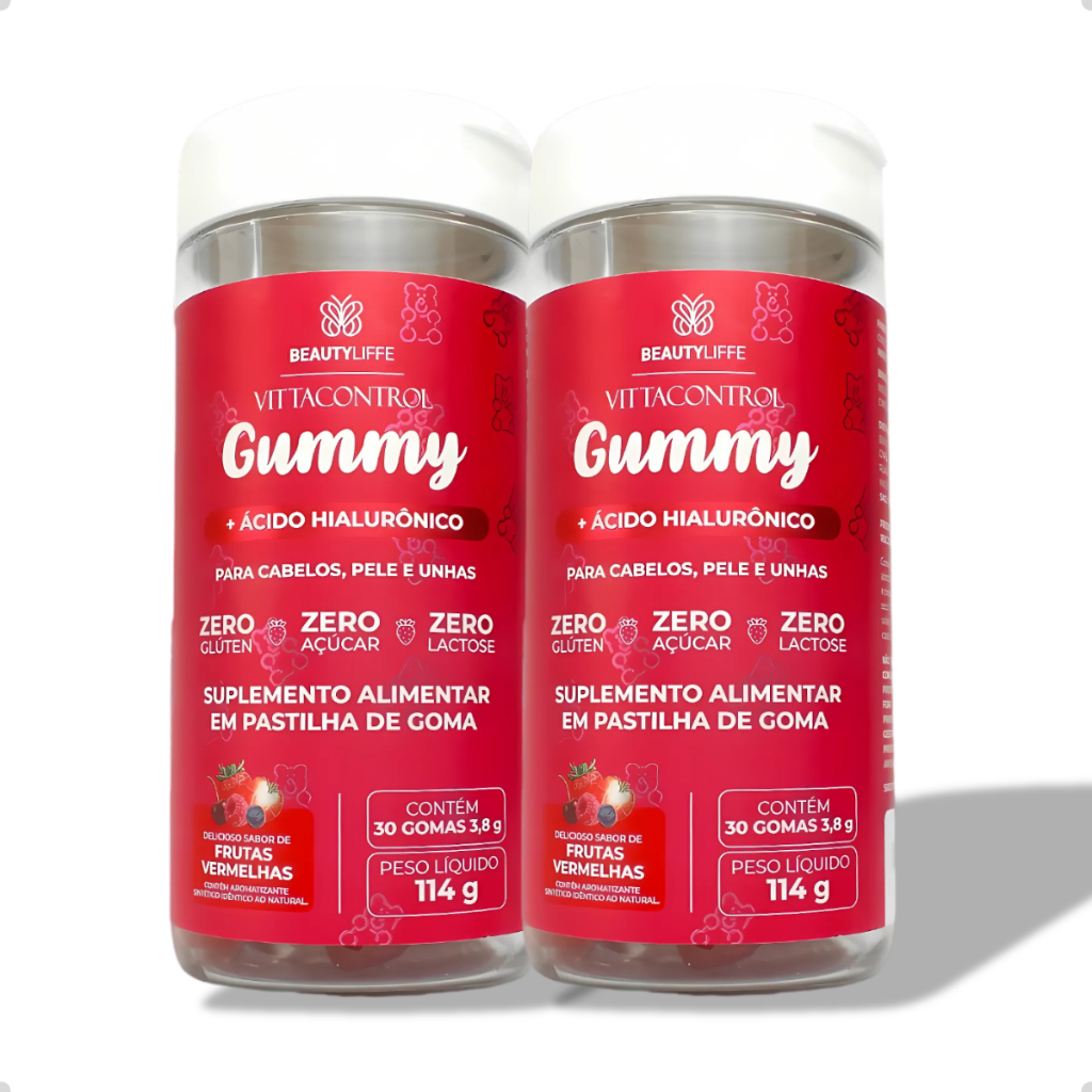 Kit 2 Gummy Suplemento Vitamina Para Cabelo E Unhas e Pele Em Goma VittaControl ZERO AÇUCAR