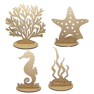Kit 10 ou 15 Centro de Mesa Fundo do Mar com Nome Personalizado MDF alt 14cm em Oferta na Shopee