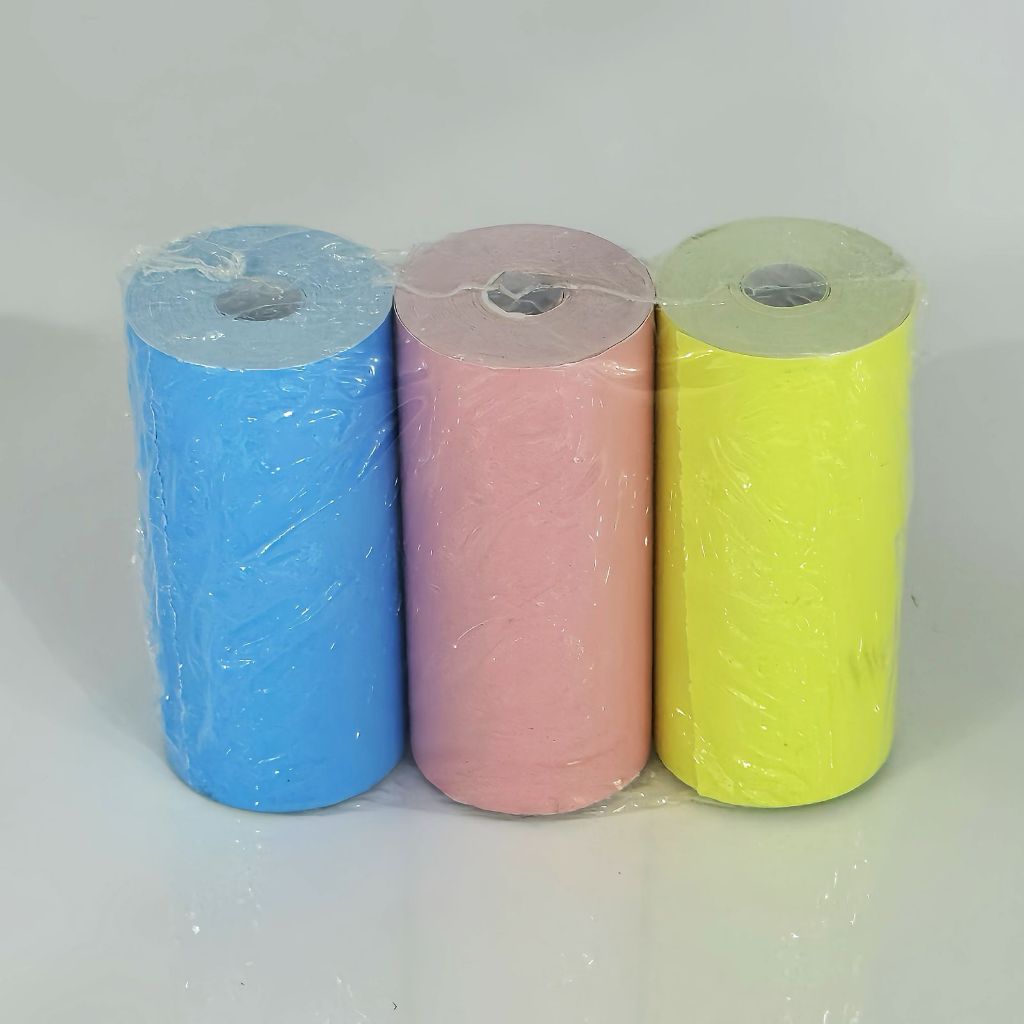 Kit 3 Rolos Papel Termica Colorida 57MM 25mm Para Mini Impressora Bluetooth