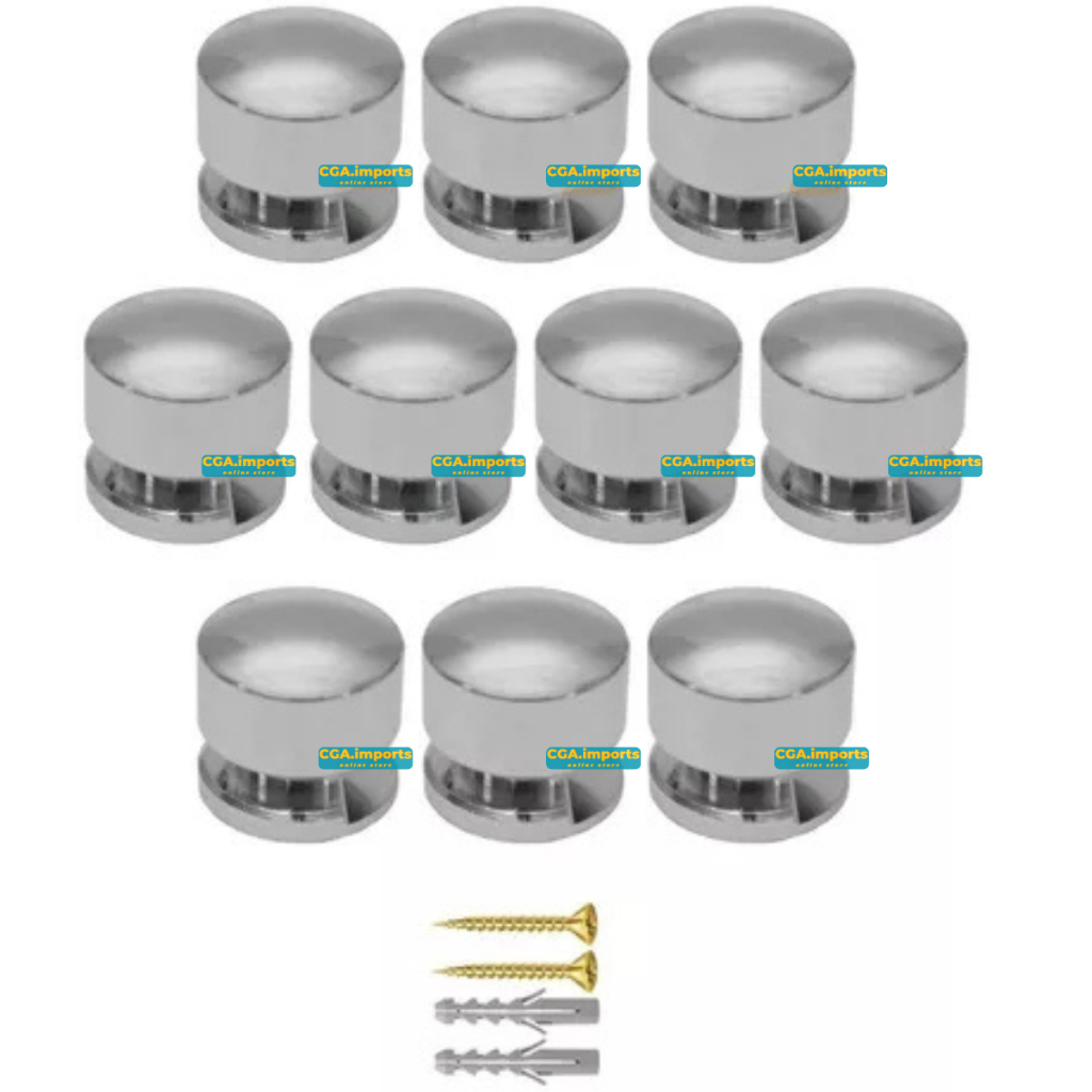 Kit 10 Botão Francês Fixação Do Vidro + Parafusos Buchas