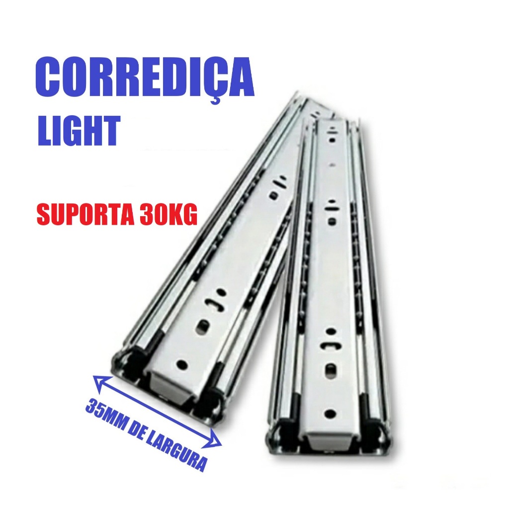 Corrediça de Gavetas Trilho Telescópico Light 35mm Largura (1PAR) - 25CM 30CM 35CM 40CM 45CM 50CM em Oferta na Shopee