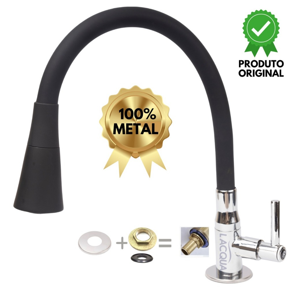 Torneira Gourmet Cozinha Flexível Cone Preta Mesa Luxo METAL 100% em Oferta na Shopee