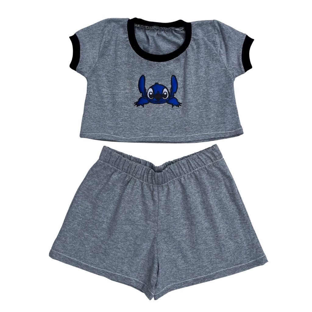 Conjunto infantil feminino desenho da moda tamanho 1 ao 16 anos blusa tshirt e short para meninas