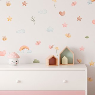 Caramujo Adesivos:  Adesivos de Parede Borboletas, Estrelas, Arco Íris e Nuvens em Oferta na Shopee