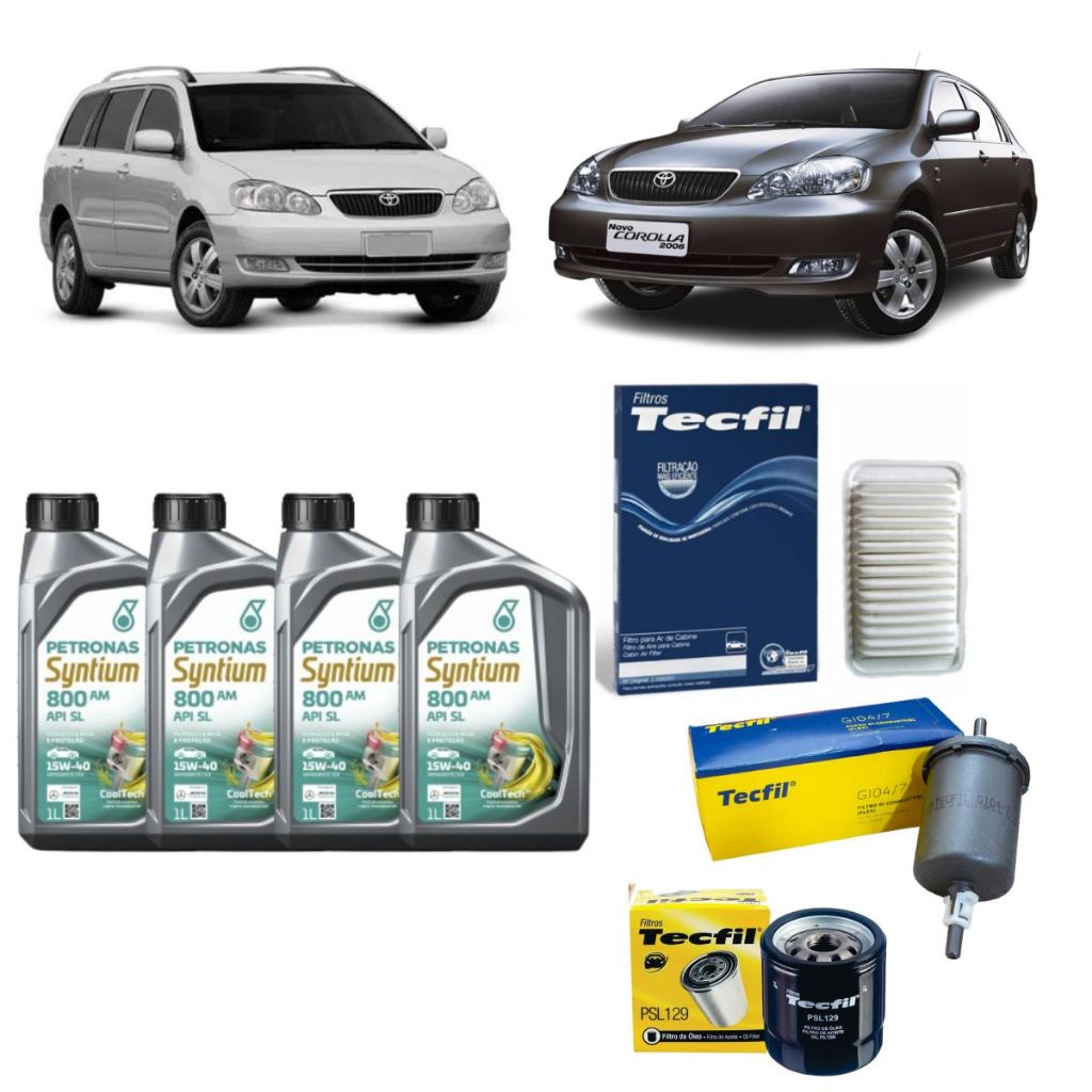Kit Troca De Oleo e Filtros Corolla 1.6 1.8 Flex 15W40 Petronas revisão original Toyota em Oferta na Shopee