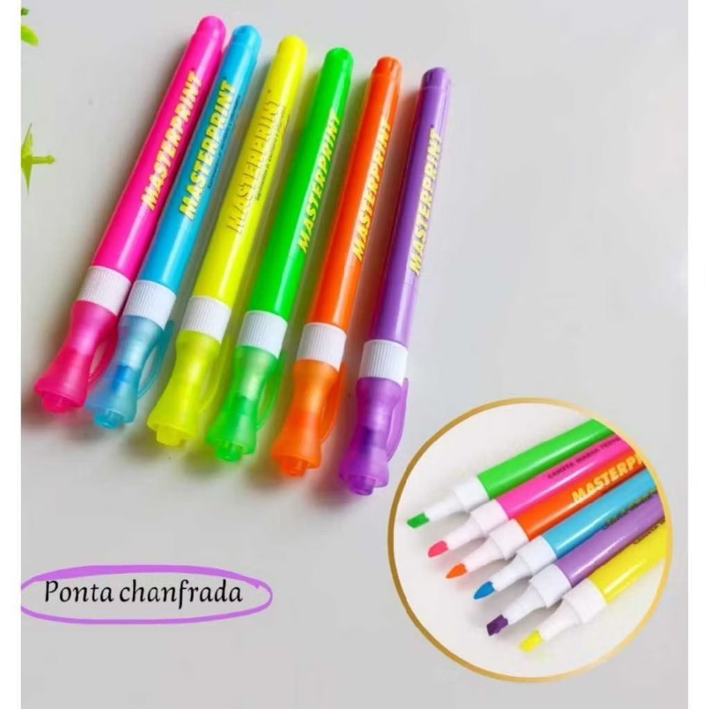 Kit 60 Marca Texto Caneta Slim (30 Neon + 30 pastel) Diversas Cores Infantil Escolar Masterprint — imagem 2 de 2
