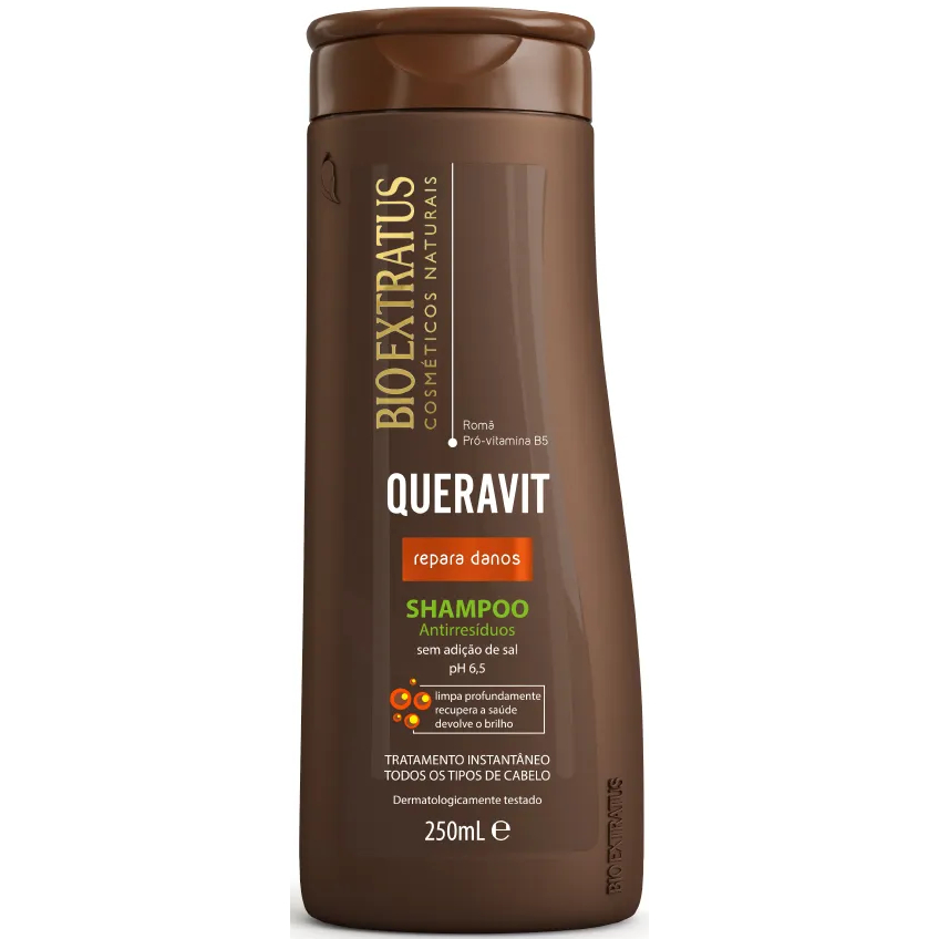 Shampoo Antirresíduos Repara Danos Queravit Bio Extratus Tratamento Instantaneo Cabelos Danificados 250ml