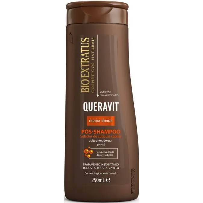 Pós-Shampoo Selador de Cutículas Repara Danos Queravit Bio Extratus Tratamento Instantaneo Cabelos Danificados 250ml
