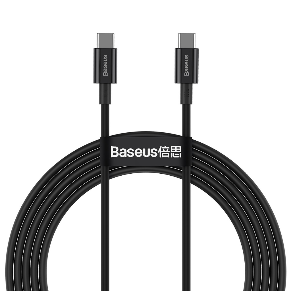 Baseus Cabo Turbo USB-C Superior Series 100W 1m - Carregamento rápido Macbook Note Celular 480Mbps - detalhe