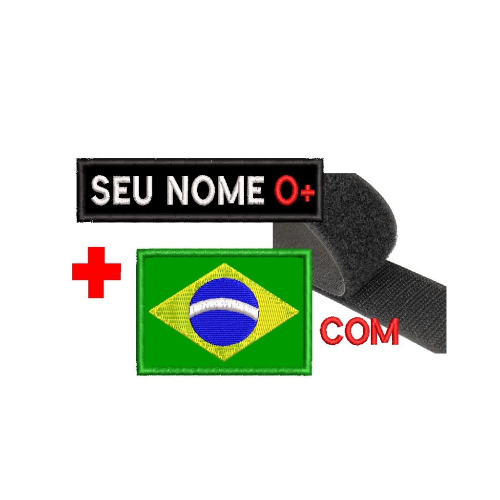 Patch Bordado - Tarja seu nome personalizado + Bandeira Brasil em Oferta na Shopee