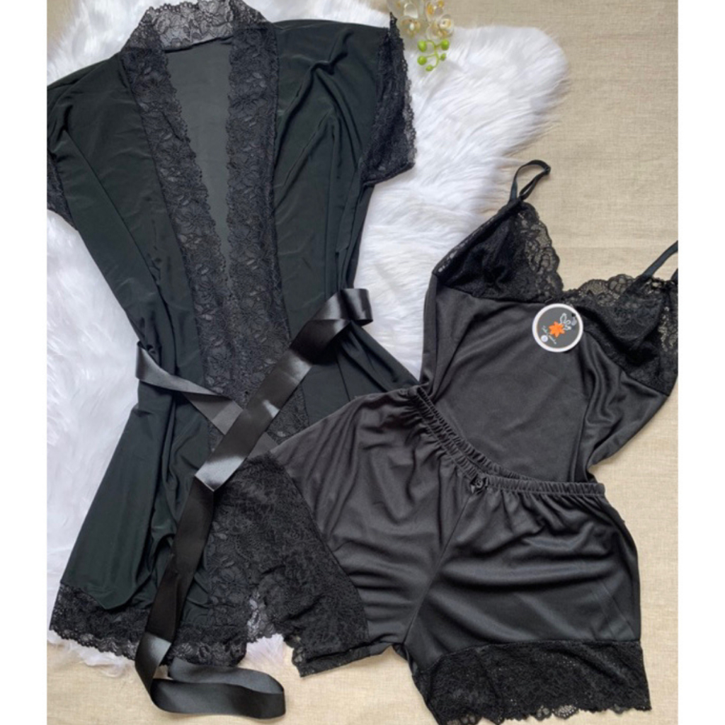 Kit Baby Doll Feminino Com Robe Roupa de Dormir em Oferta na Shopee