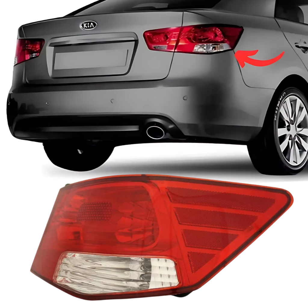Lanterna Kia Cerato 2009 2010 2011 2012 2013 Canto Direito Parte Traseira Bicolor Lente Em Acrílico