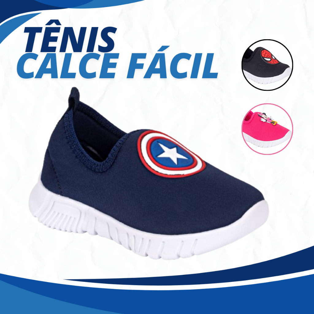 Tênis Infantil Menino Masculino Personagens Calce Fácil Confortável