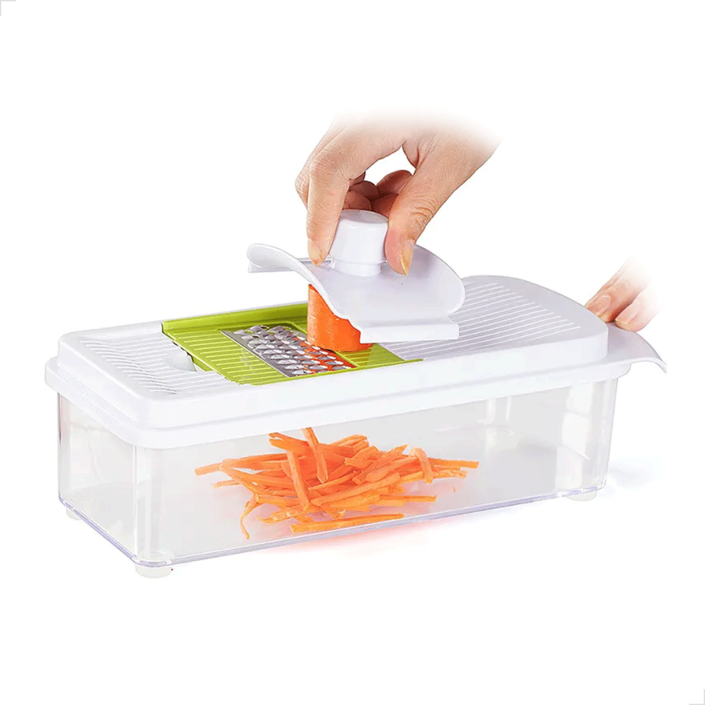 Ralador Multiuso de Cozinha 6 Em 1 Aço Inox Picador de Frutas Legumes Antiderrapante 1,3 L B427-A-04 - Home & Living