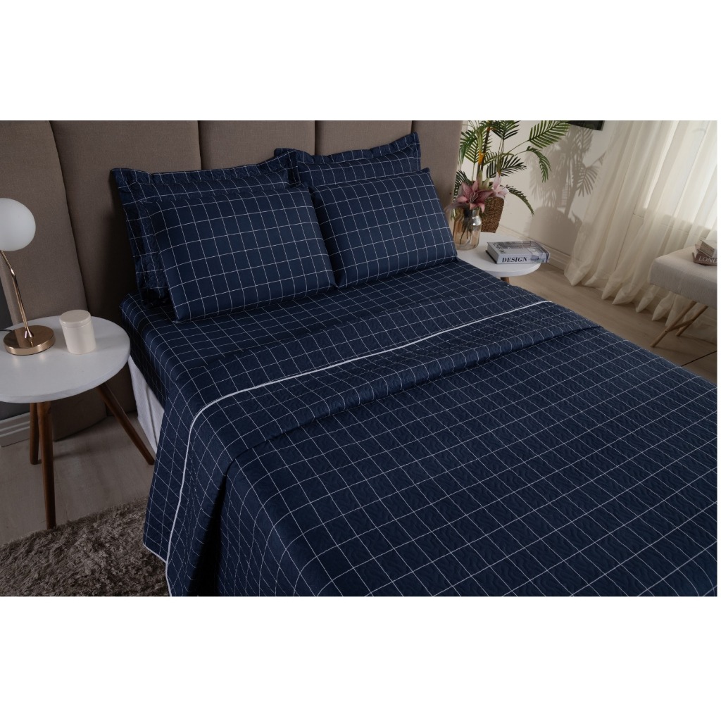 Cobre Leito Colcha Cobertor Casal Queen 03 Peças 200 Fios Dupla Face Toque Aveludado Macio