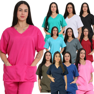 Scrubs Blusa Bata Enfermagem Medicina Cuidadora Pijama em Oferta na Shopee