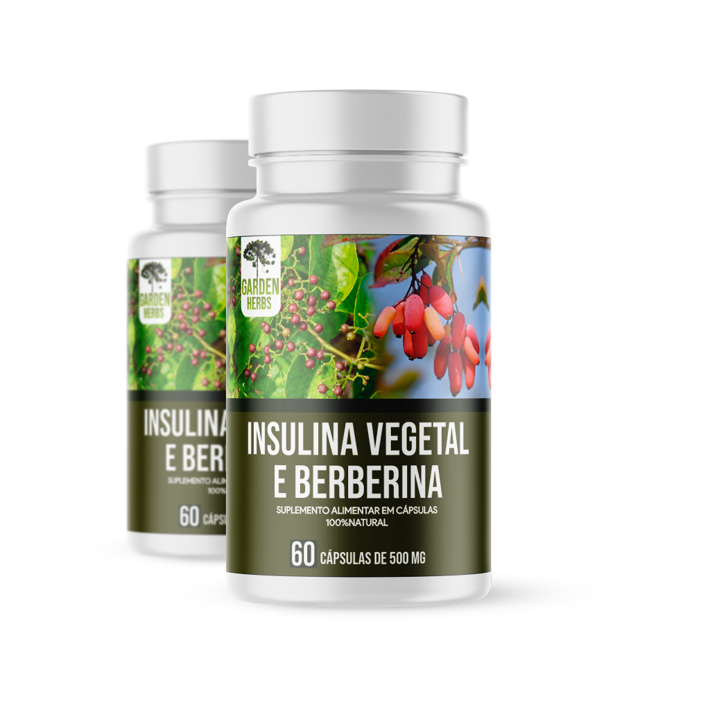 Berberina e Insulina (100% Pura) 60 Cápsulas - 500 Mg - Kit 2 Unidades