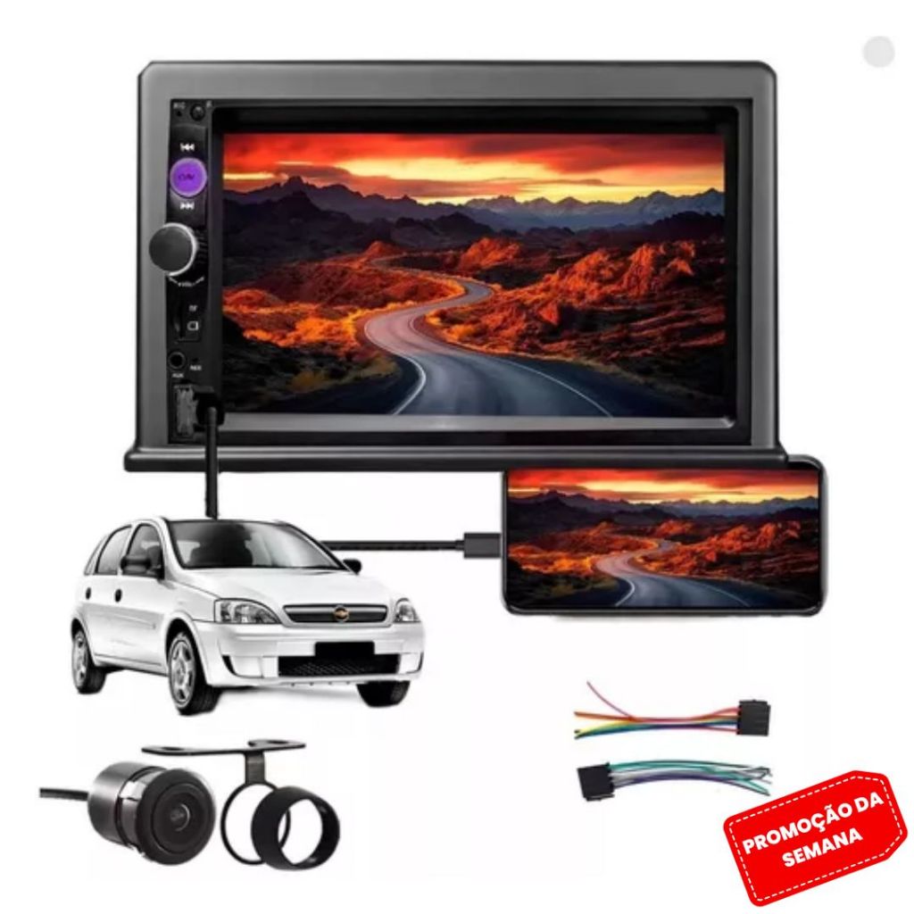 Kit Central Multimidia Mp5 2 Din Corsa Classic Hatch Sedan