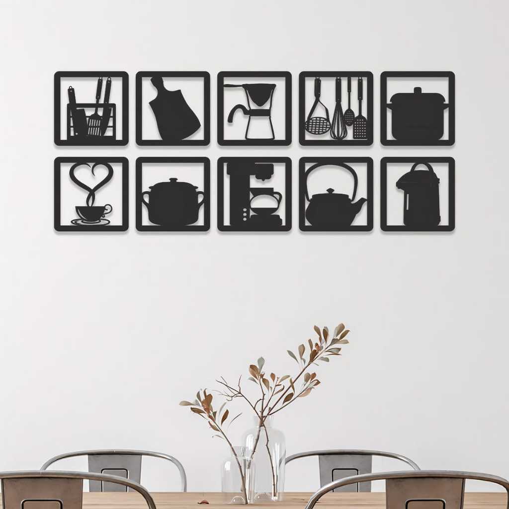 Kit Quadros Utensílios de Cozinha Decorativo Vazado Decoração Casa em PET