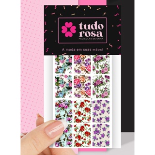 12peliculas de unha MISTA10 FLORAL em Oferta na Shopee