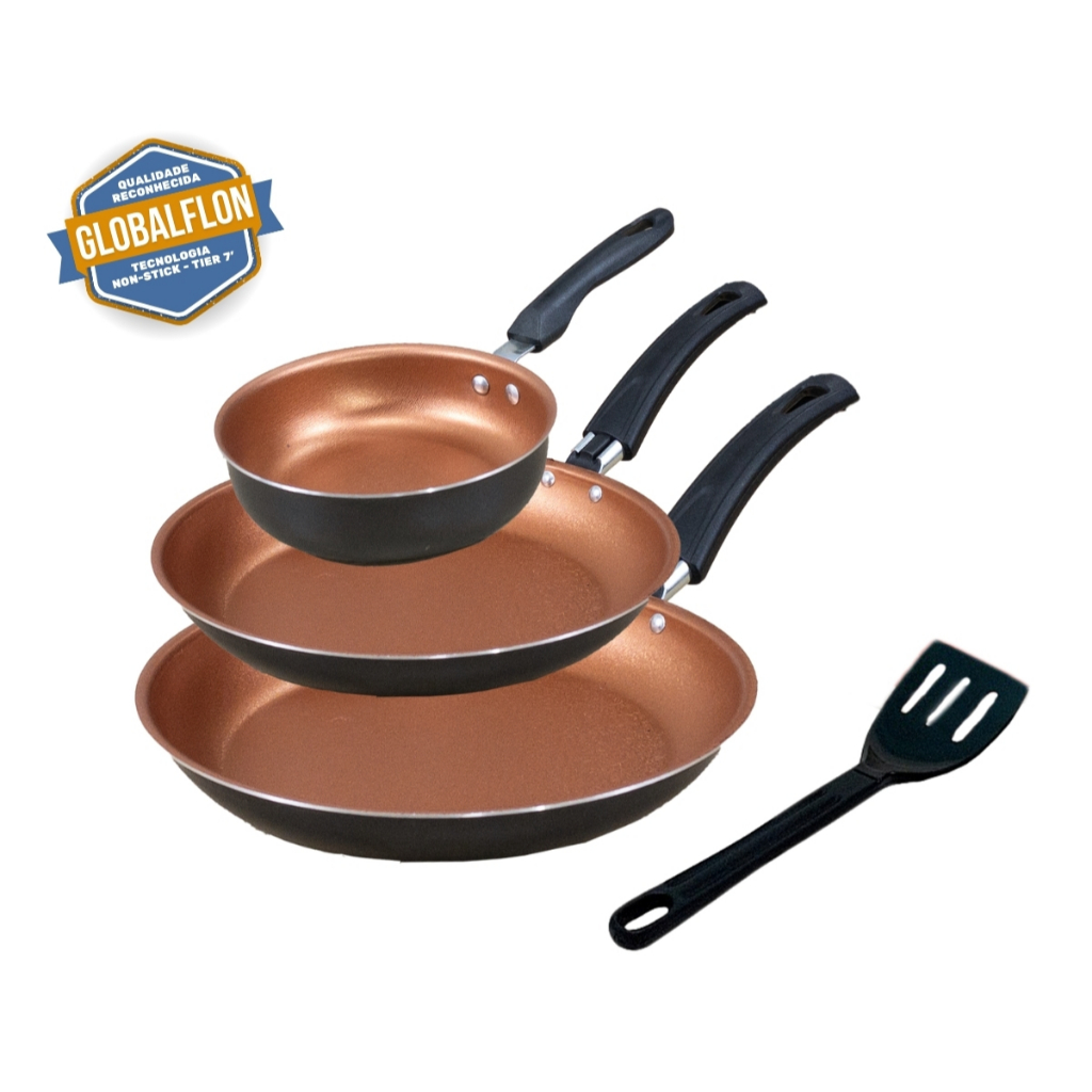 Conjunto De Frigideira 3 Peças Antiaderente Teflon Global
