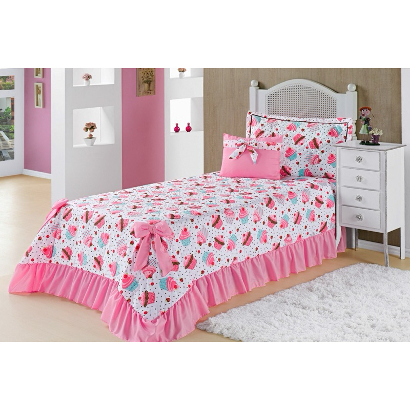 Kit Cobre Leito Laila excelente qualidade Cama de solteiro Estampado