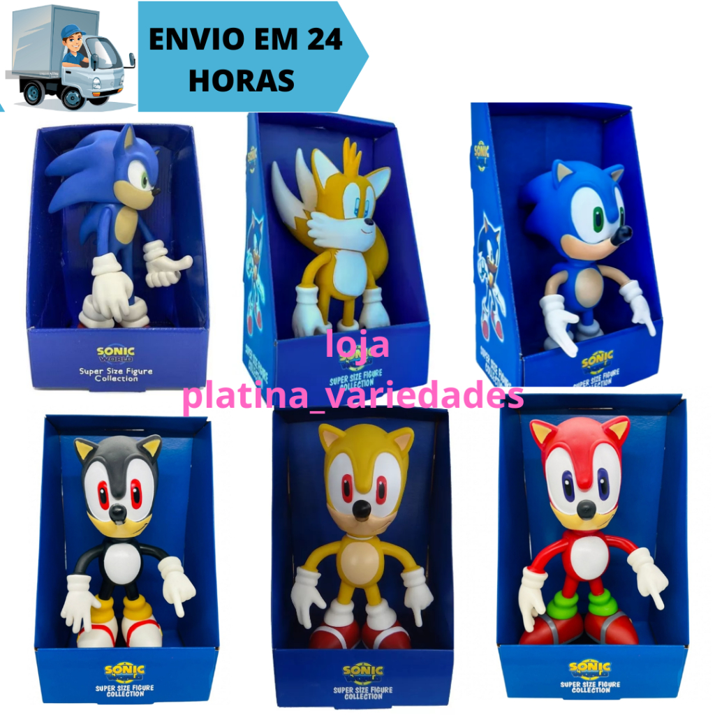 Boneco Sonic Collection Grandes 23cm Articulado Super Size  - Sonic World