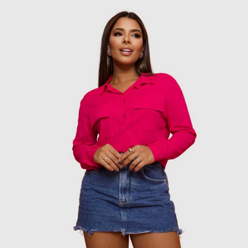 Blusa Feminina Elegante Casual Modelo Social Viscolinho Com Elastano