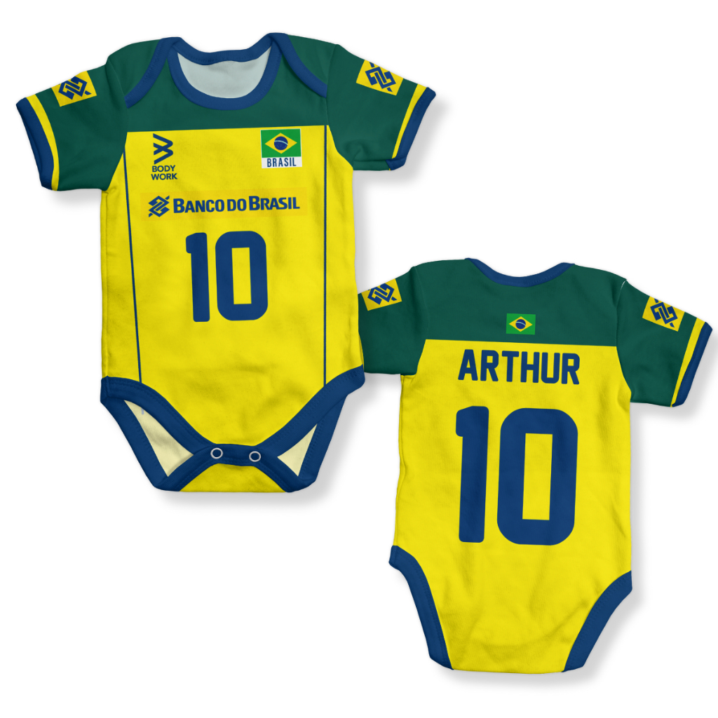 Body bebê vôlei seleção brasileira personalizado com nome