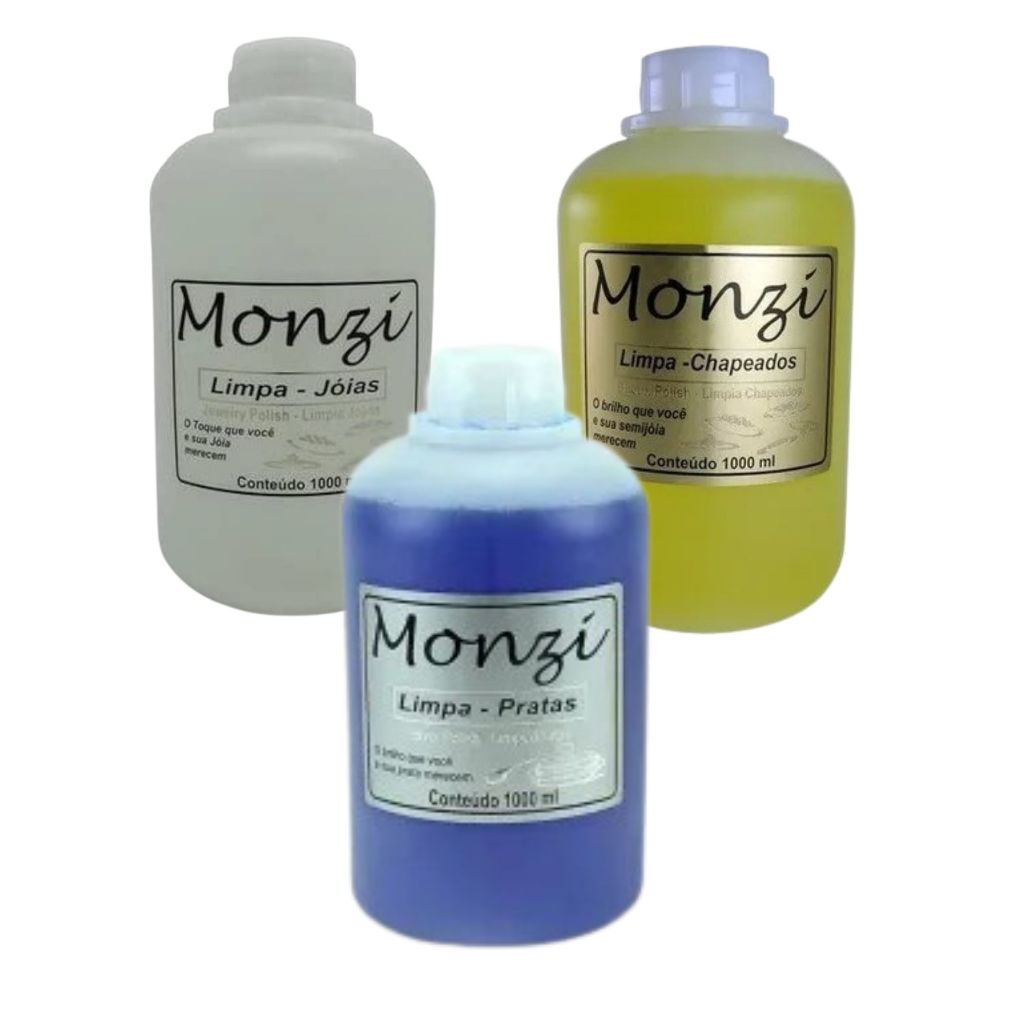 MONZI DE 1 Litro de LIMPA PRATA / CHAPEADO / OURO 01 UNIDADE  Polimento Original em Oferta na Shopee