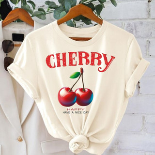 Camiseta Feminina Lançamento Estampada  Cereja 100% algodão