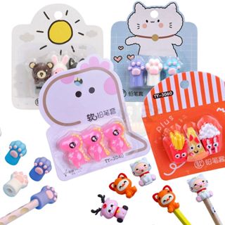 Ponteira para lápis - Kit 3 Peças - Enfeite Criativo Emborrachado Pen Cap em Oferta na Shopee