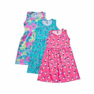 KIT com 3 vestidos infantil juvenil para meninas em Oferta na Shopee