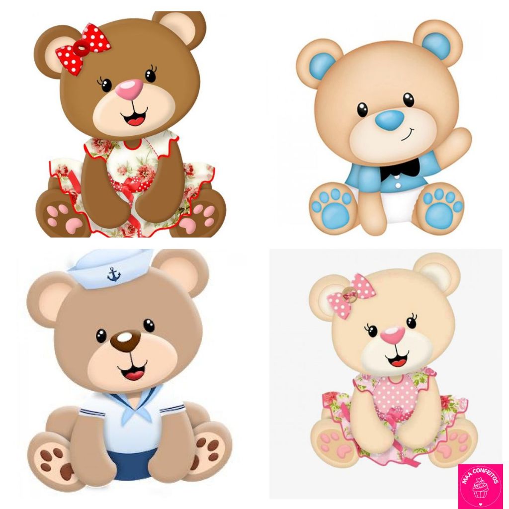 Papel de Arroz Tam.A4 100% Comestíveis Urso e Ursa Bebê - Jady Confeitos