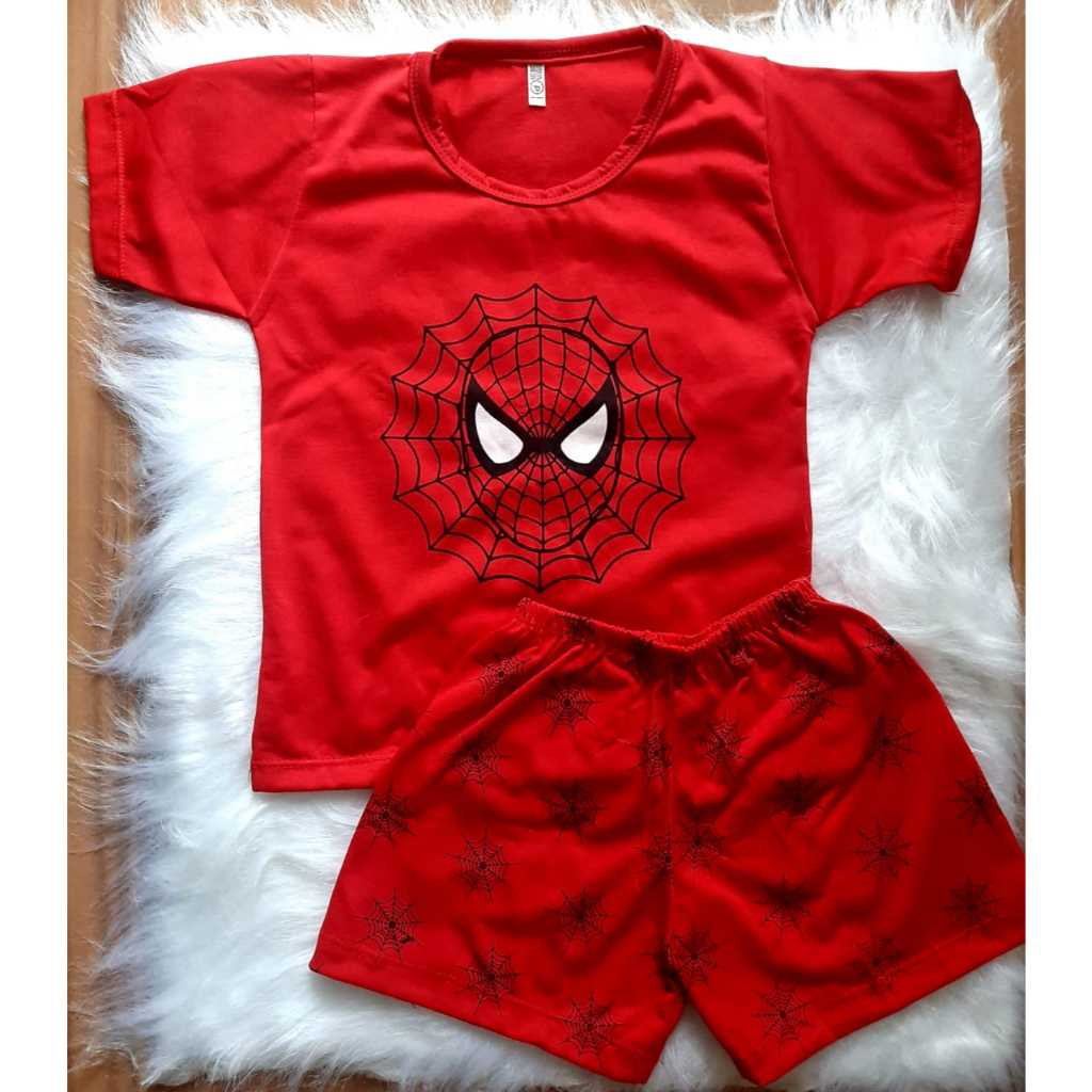 Pijama infantil menino, conjunto manga curta verão super herói, Homem Aranha, spiderman