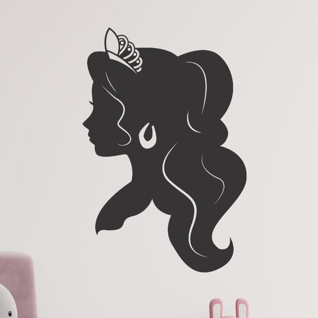Kit Placa Quadros Decorativos Silhueta Encantada Filme Desenho Princesas Disney MDF Fita Dupla Face Adesiva Preto Fosco