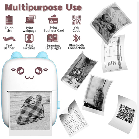 Mini Impressora Térmica Portátil Desenho Animado Foto Impressora Sem Fio Para Android Ios - detalhe