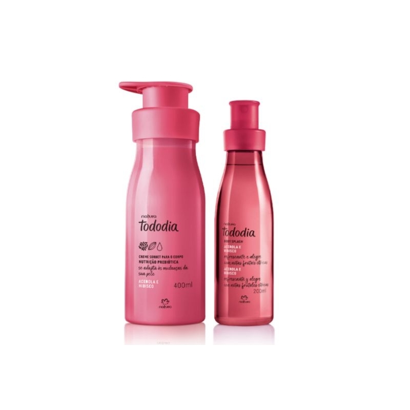 Acerola e Hibisco Creme Hidratante Corporal+Body Splash Natura Tododia.